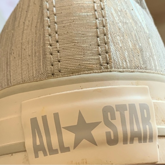 Converse | Size 7 All Star Sneakers metallic Silver Lace up minimalist low tops - Picture 12 of 16